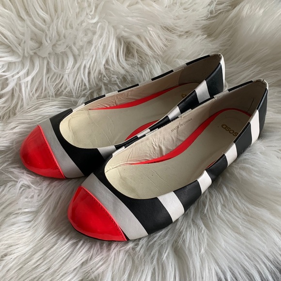 ASOS Black, White, and Neon Pink Ballet Flats - Picture 3 of 13